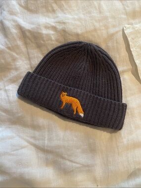Deep purple fox beanie